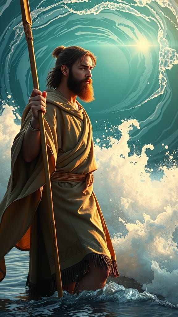 Epic Biblical Hero Stands at the Edge of the Dead Sea