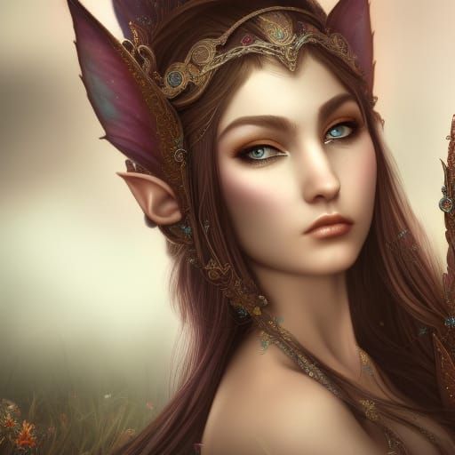 Beautiful Spirit Elf Girl in Fantasy Art Style