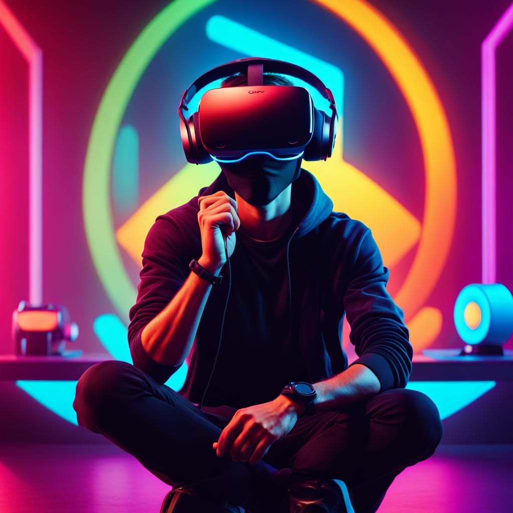 VR Gamer Portrait with Mask in Pixar Style