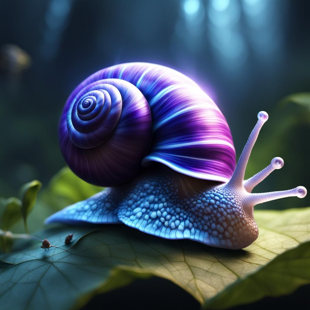 Lightning Snail on Leaf: Fantasy Concept Art