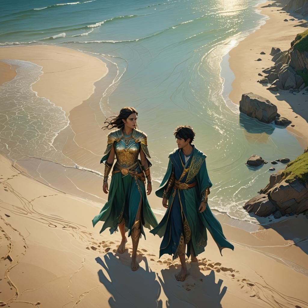 Fantasy Couple on Beach in Digital Matte Painting