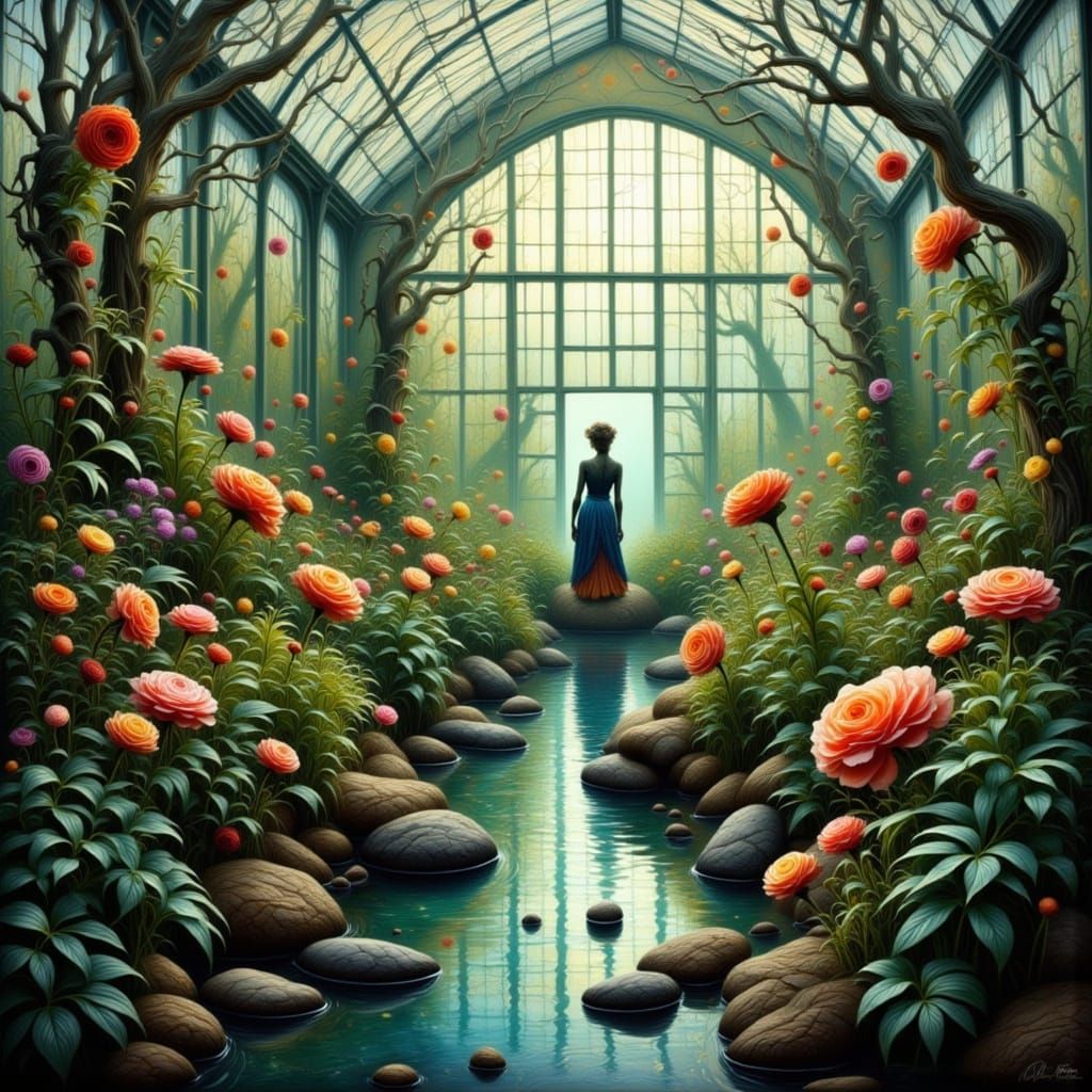 Dreamlike Greenhouse Bloom in Citrine and Driftpetal