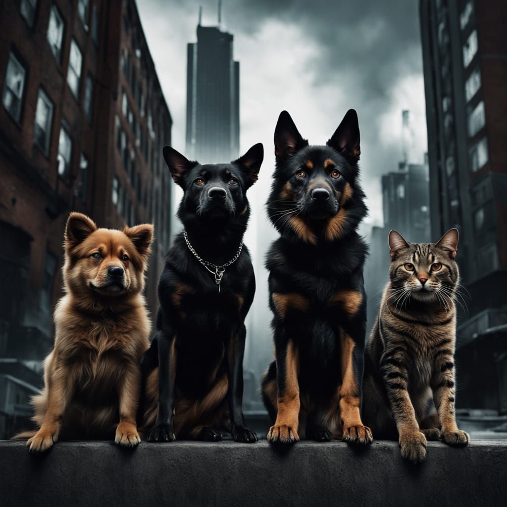 Urban Wildlife Defiance in Dark, Cinematic Style