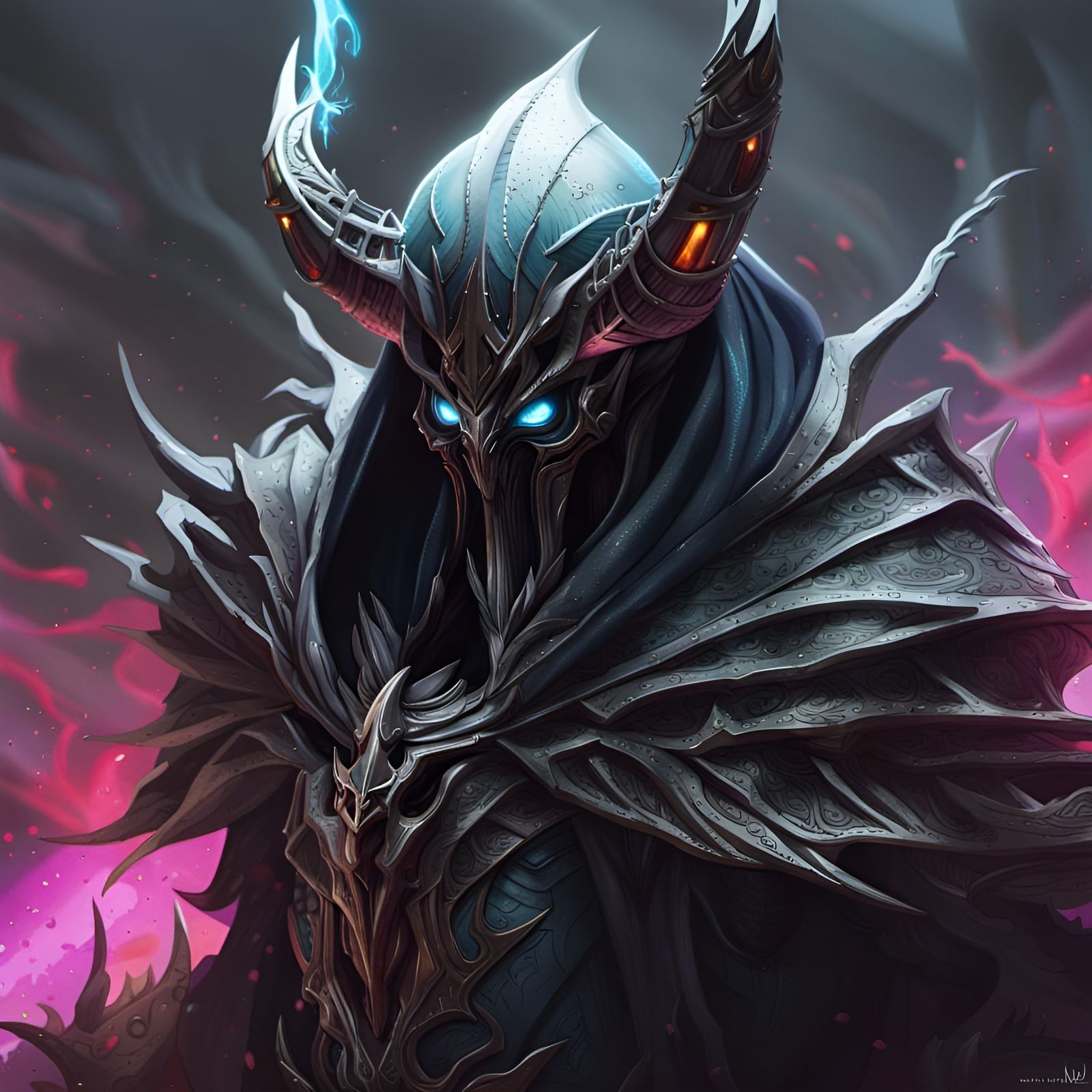 Dramatic Portrait of Malthael in Splash Art Style