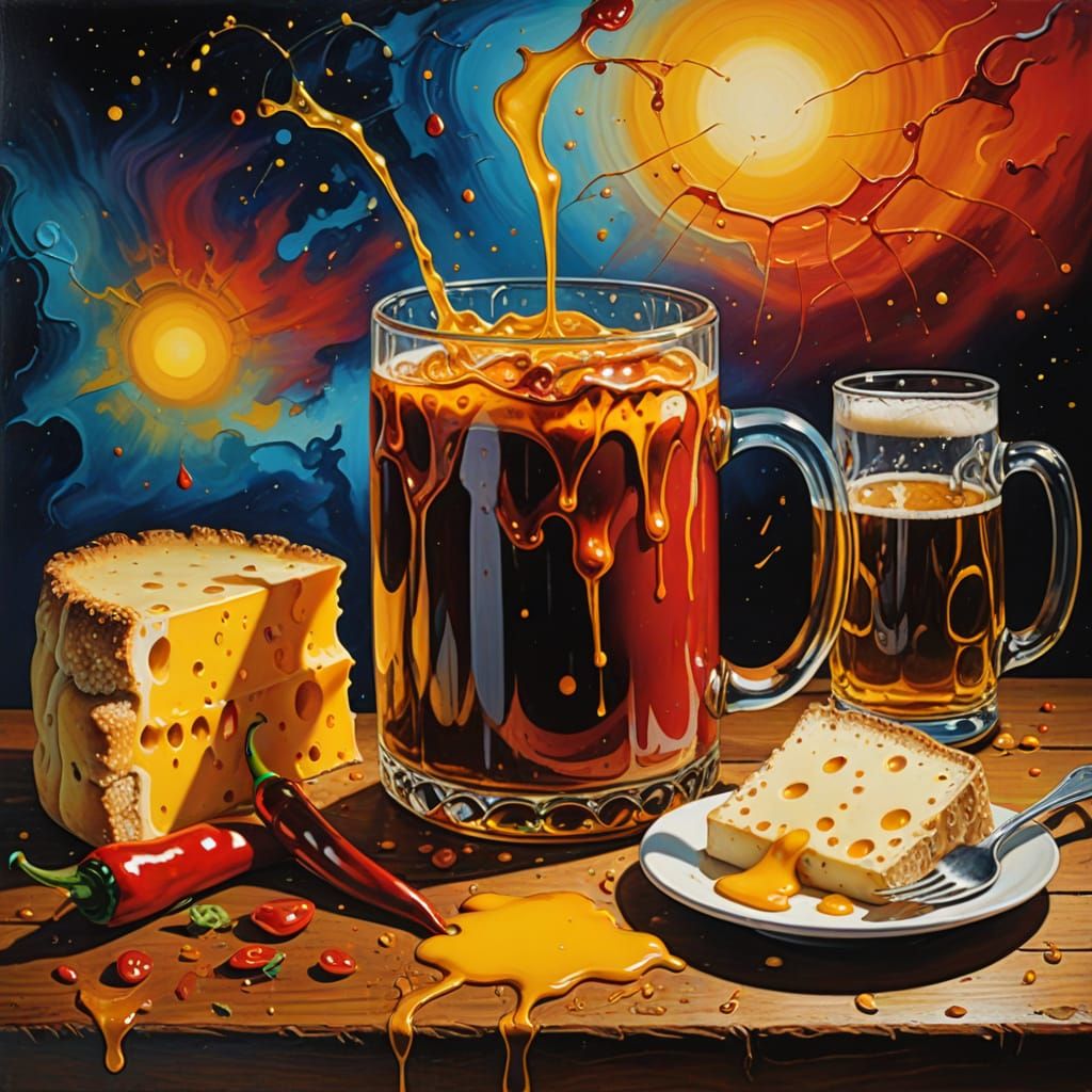 Surreal Still Life: Chili Cheese Beer in Golden Hour