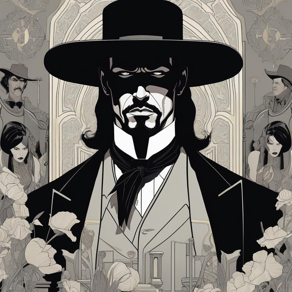 Wild West Undertaker Portrait in Comic Noir Style