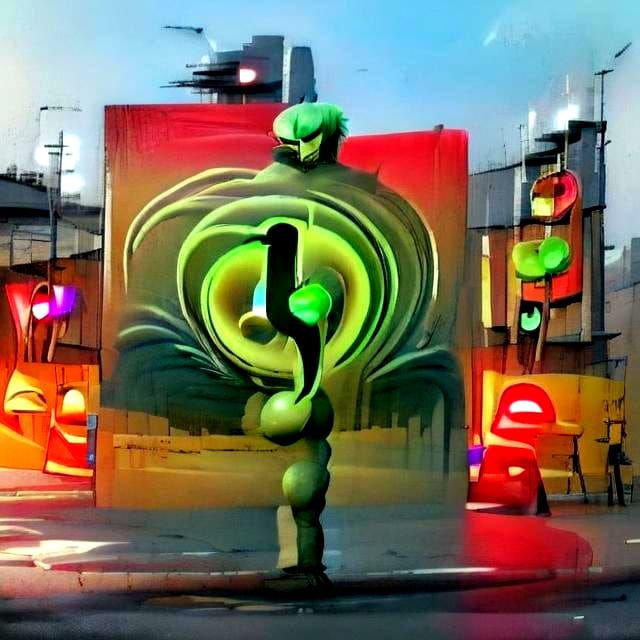 Sinister Anime Apple in Cyberpunk Style