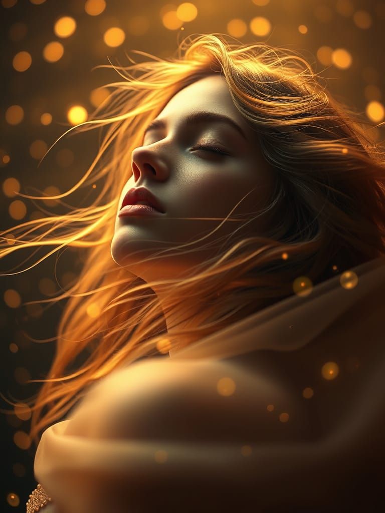 Ethereal Woman in Golden Light