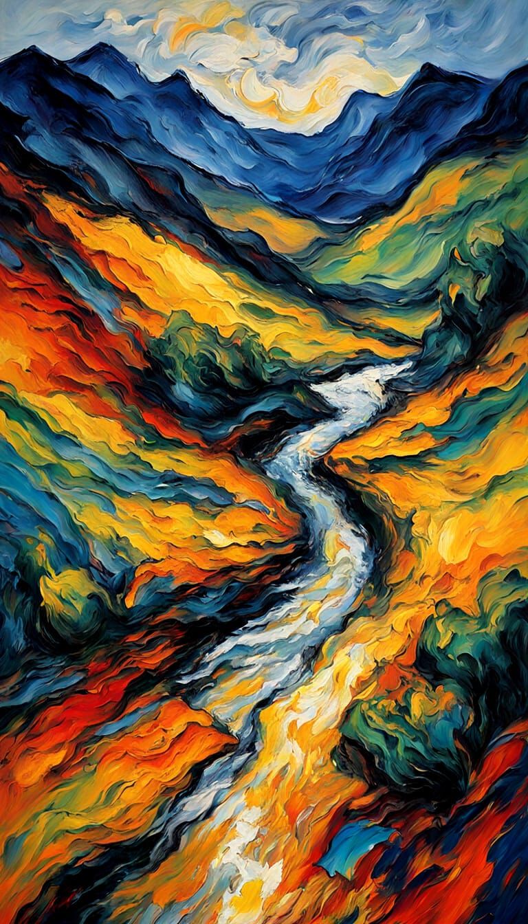 Deep jagged canyons in a violent storm