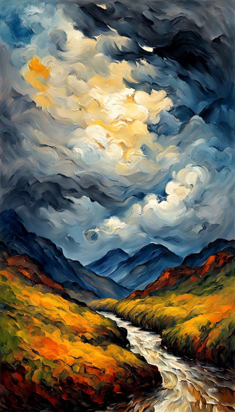 Deep jagged canyons in a violent storm