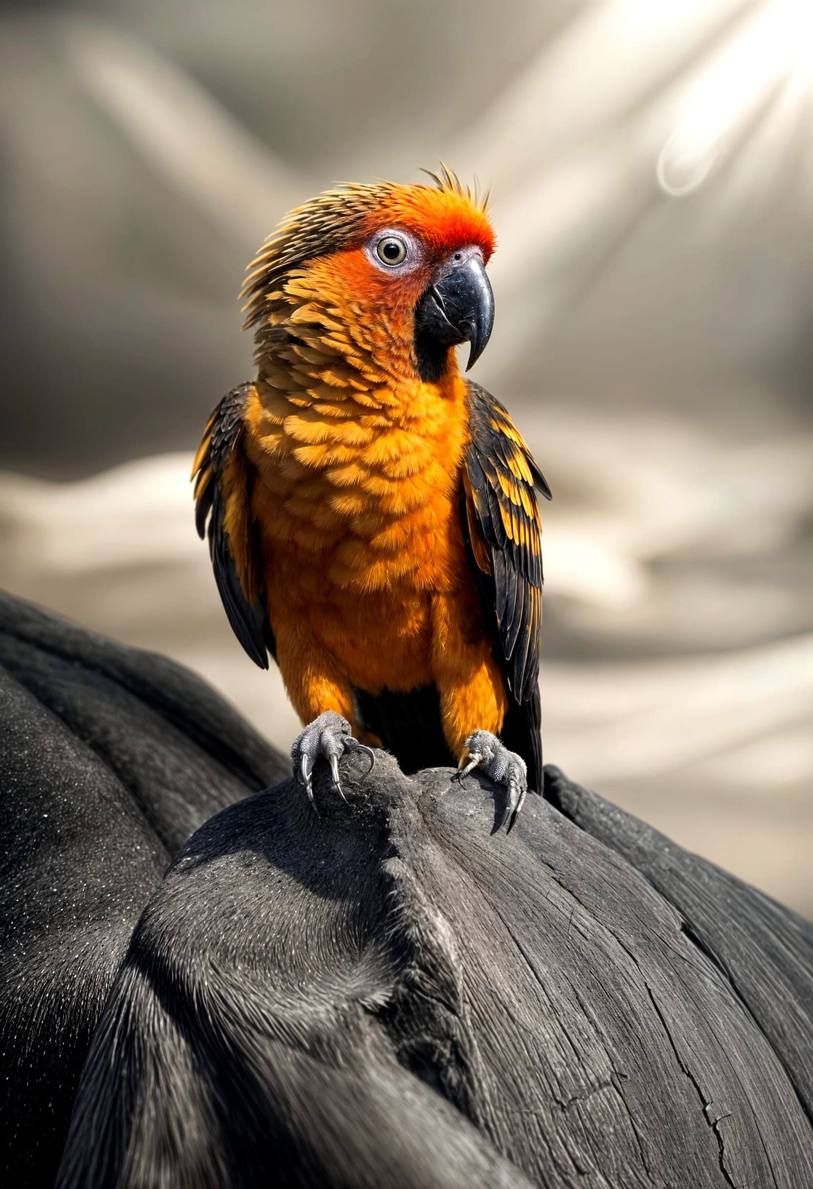 Vibrant Sun Conure Portrait in Natural Light