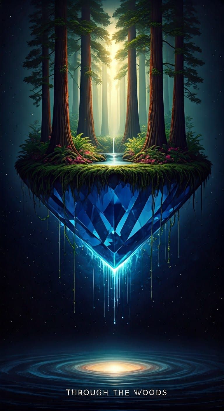 Sapphire Galaxy Forest in Epic Surrealist Style