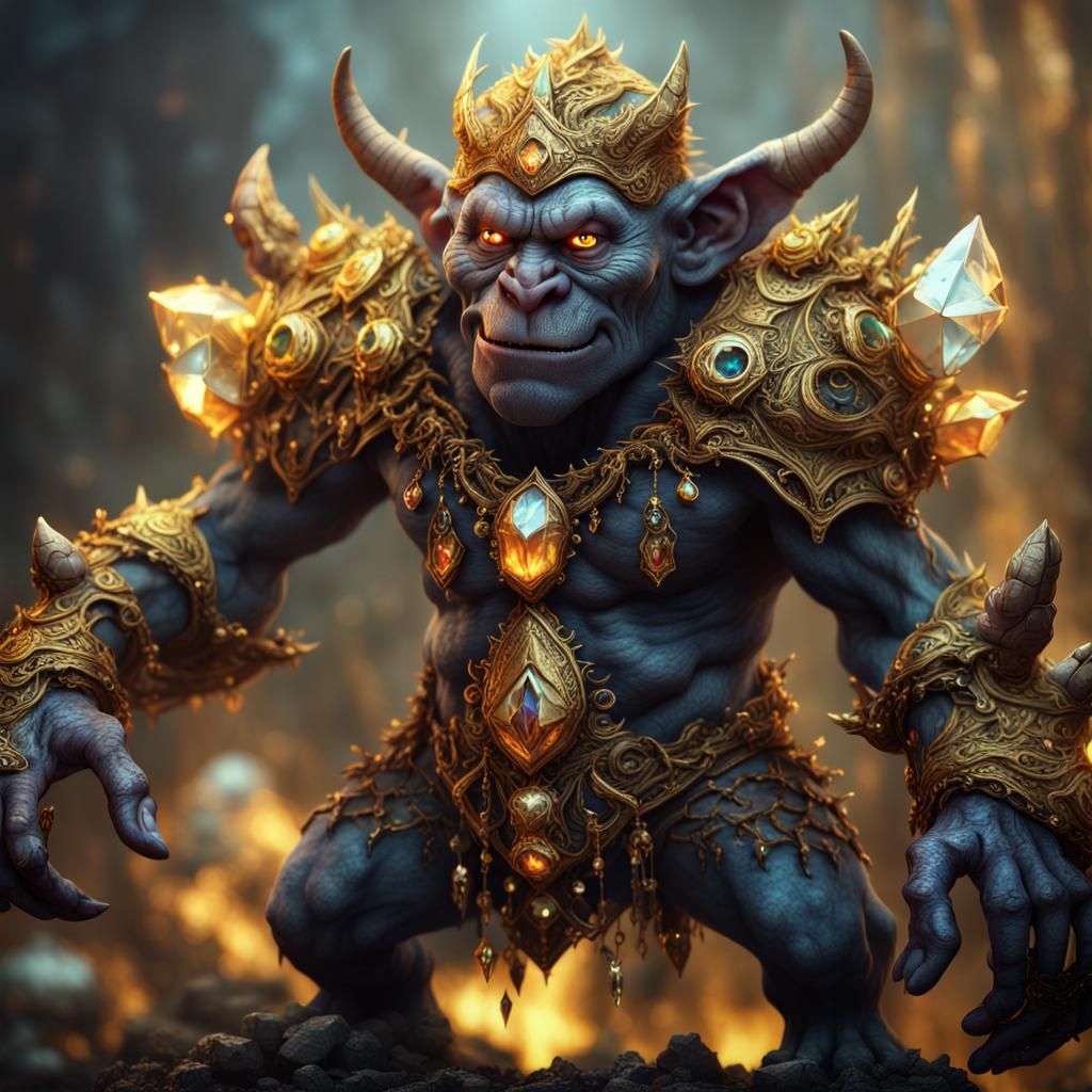 Golden Hobgoblin Troll with Crystal Eyes