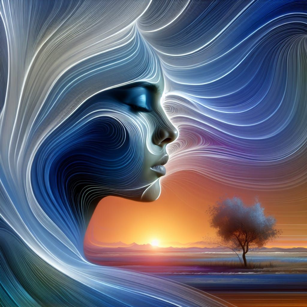 Abstract Woman's Profile in Splash Art Style