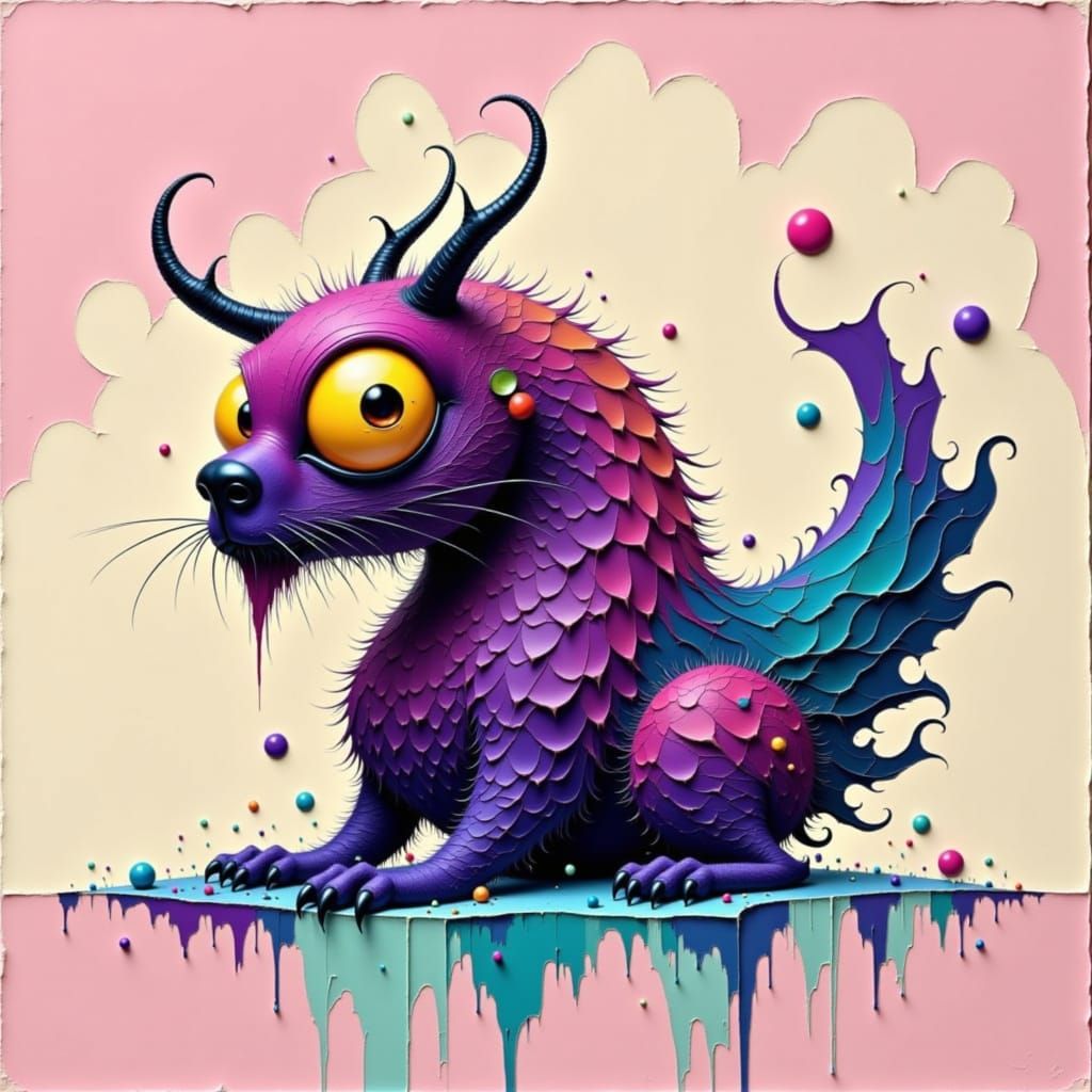 Feathery Orb in 3D Impasto Style