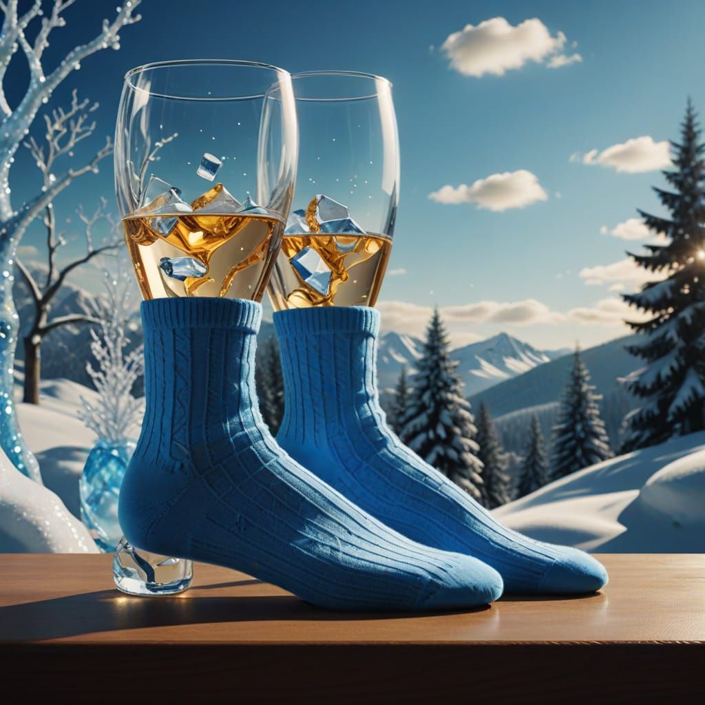 Surreal Feet Displaying Landscapes in Glass Socks