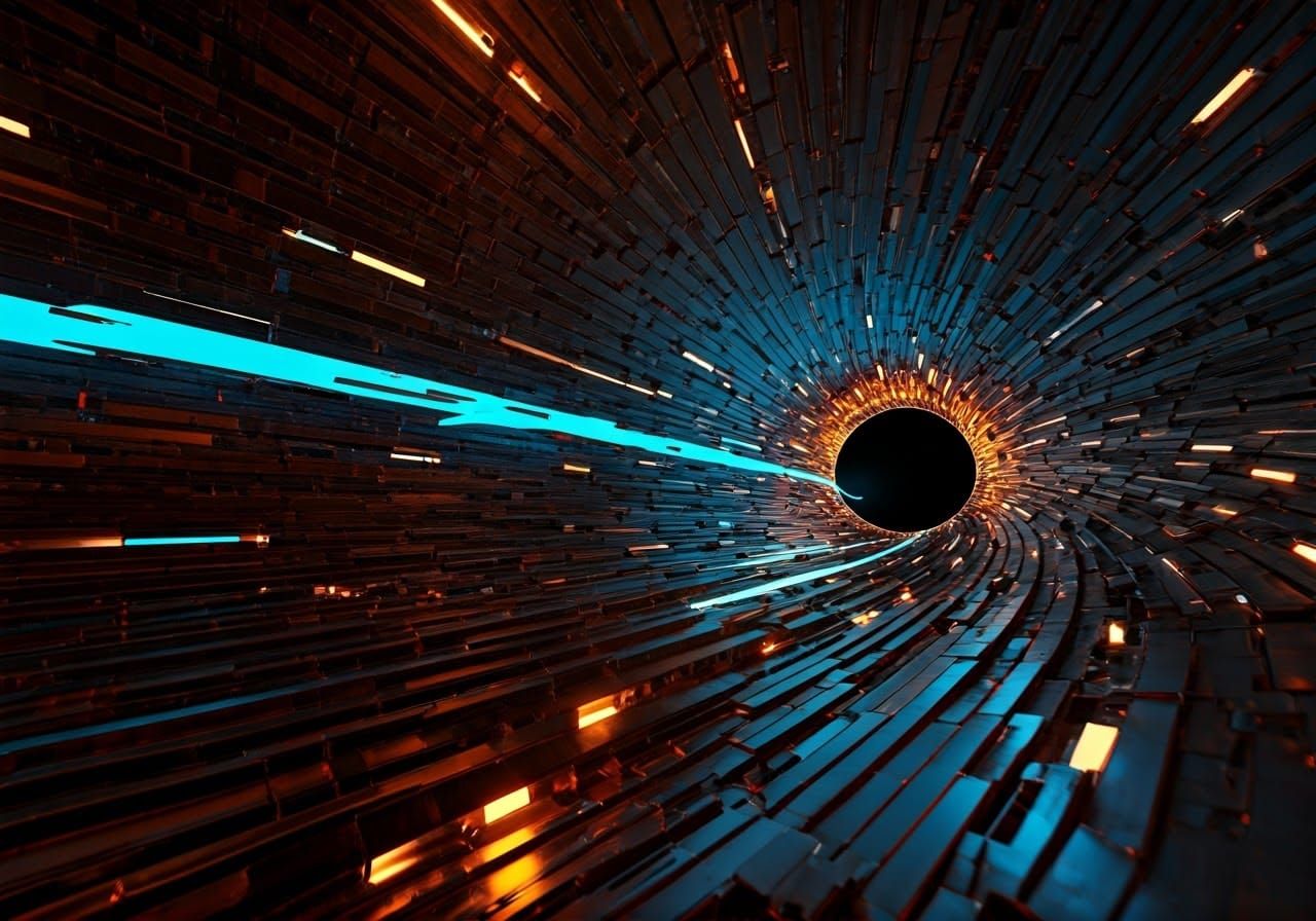 Hyperspeed Neon Lights Through Glass Tunnel