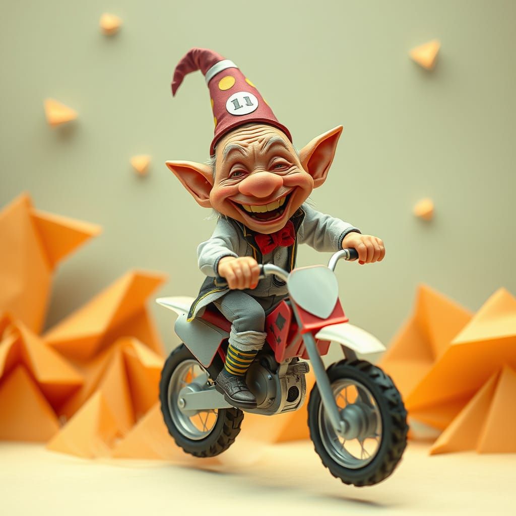 Old Troll Grandpa's Papercraft Motocross Jump