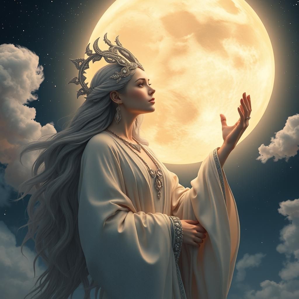 Ethereal Moon Goddess in Fine Art Photography Style