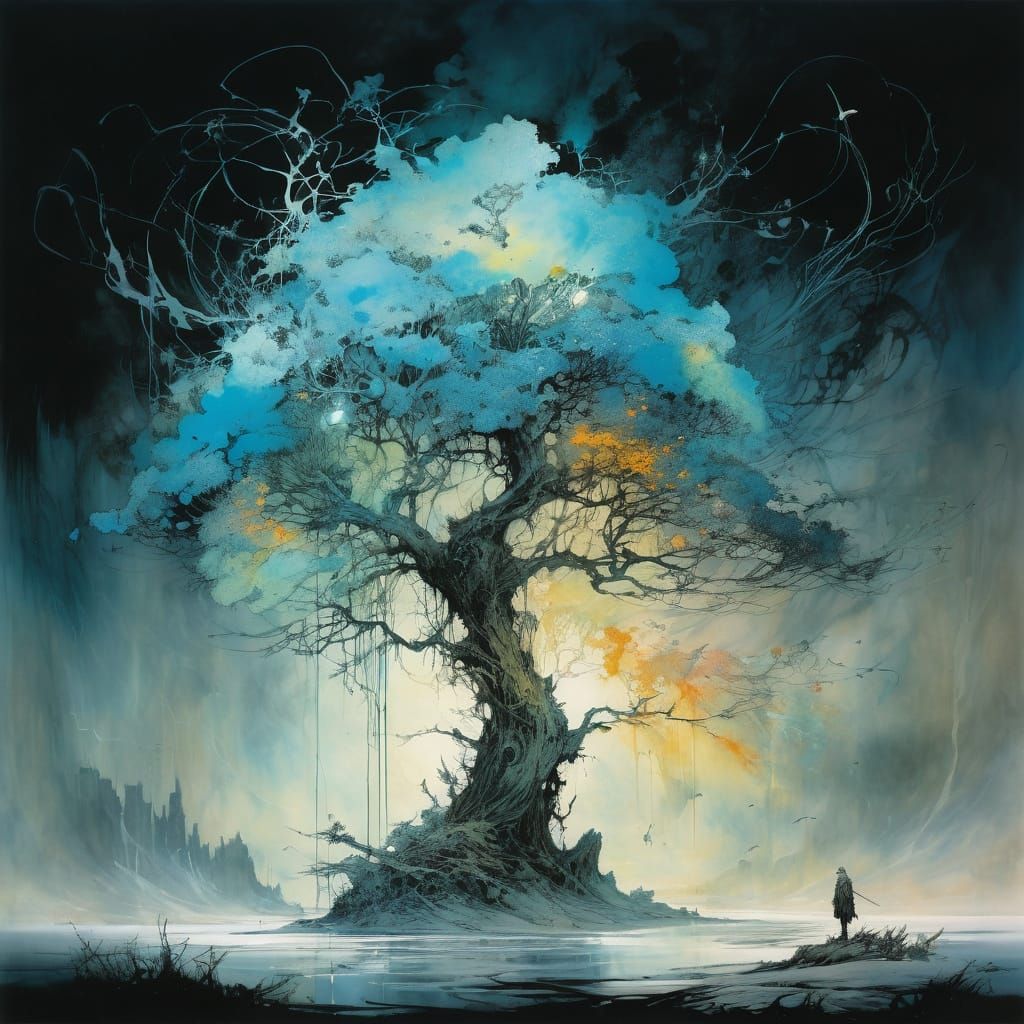 Entangled Mystery: A Colorful Fantasy Landscape