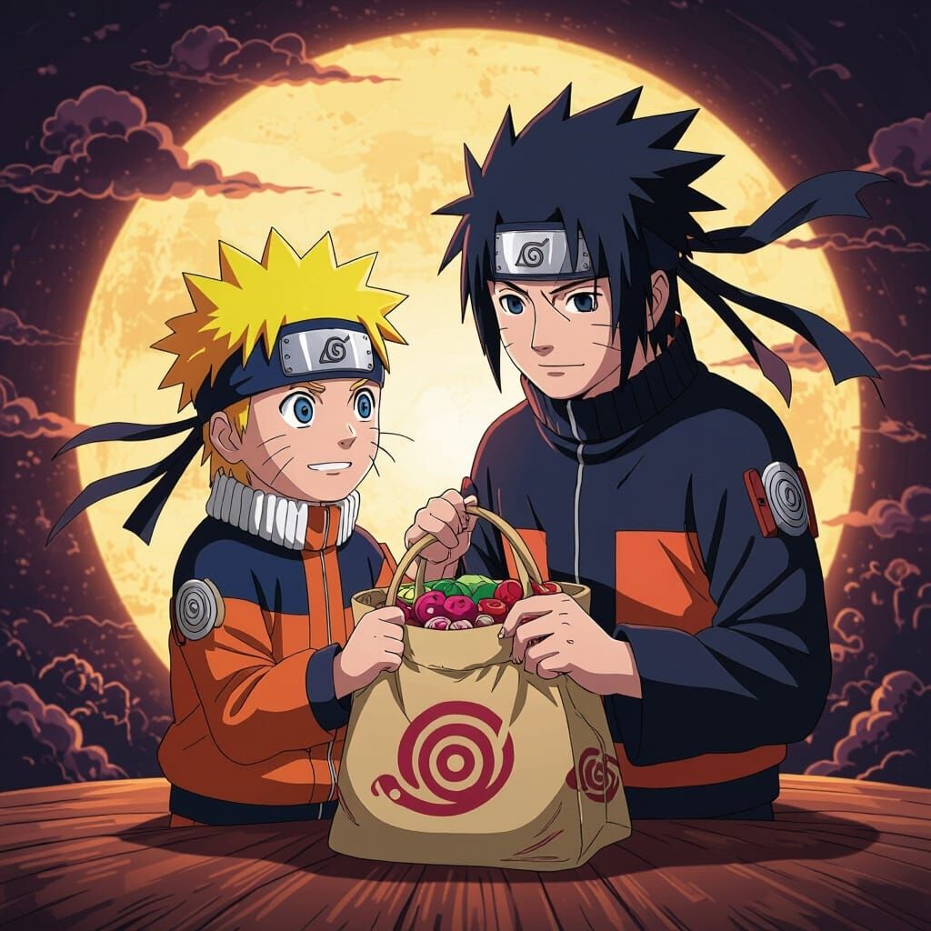 Naruto Appreciates a Beautiful Bag in Vibrant Digital Art