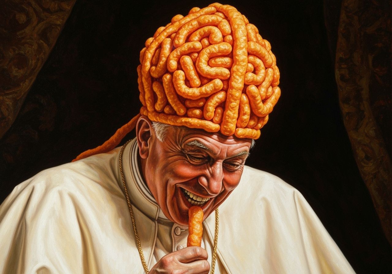 Pope's Cheeto Hat in Hyperrealistic Oil Painting Style