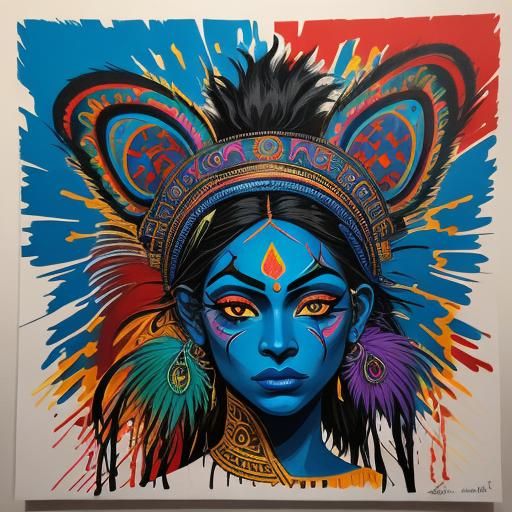 Goddess Kali in Vibrant Street Art Style