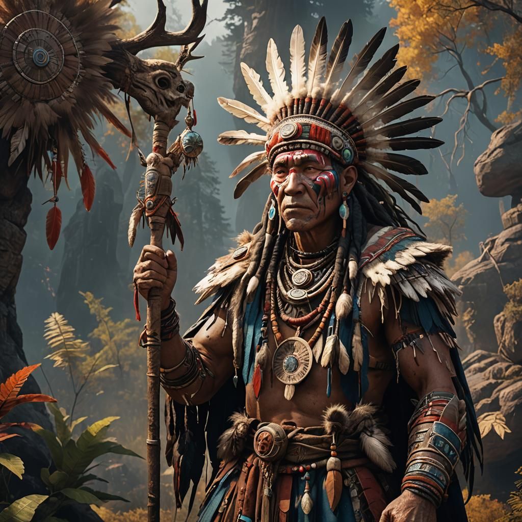 Native American Shaman: Detailed Matte Painting