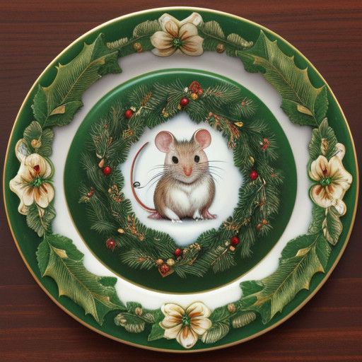 Vibrant Christmas Scene on a Majolica Plate in Warm Colors