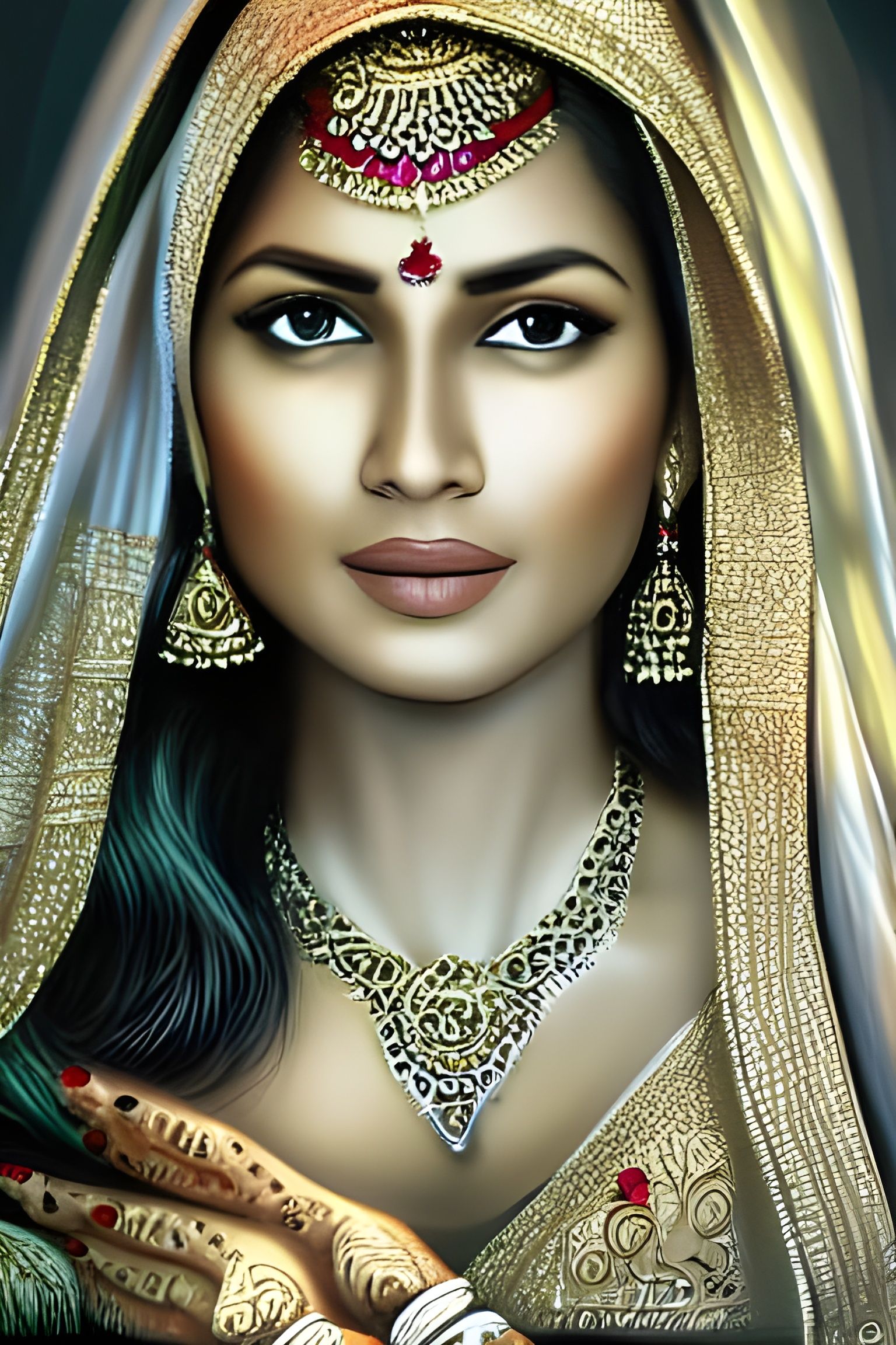 Beautiful Indian Woman Portrait in Digital Art