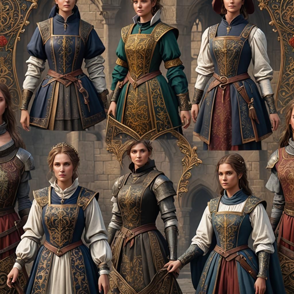 Medieval Ladies Tabards in Detailed Matte Painting