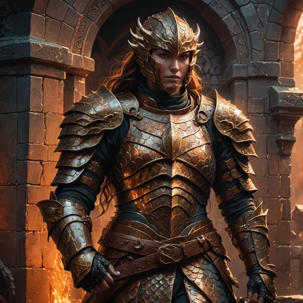 Copper Dragon Scale Armor: Cinematic Fantasy Art
