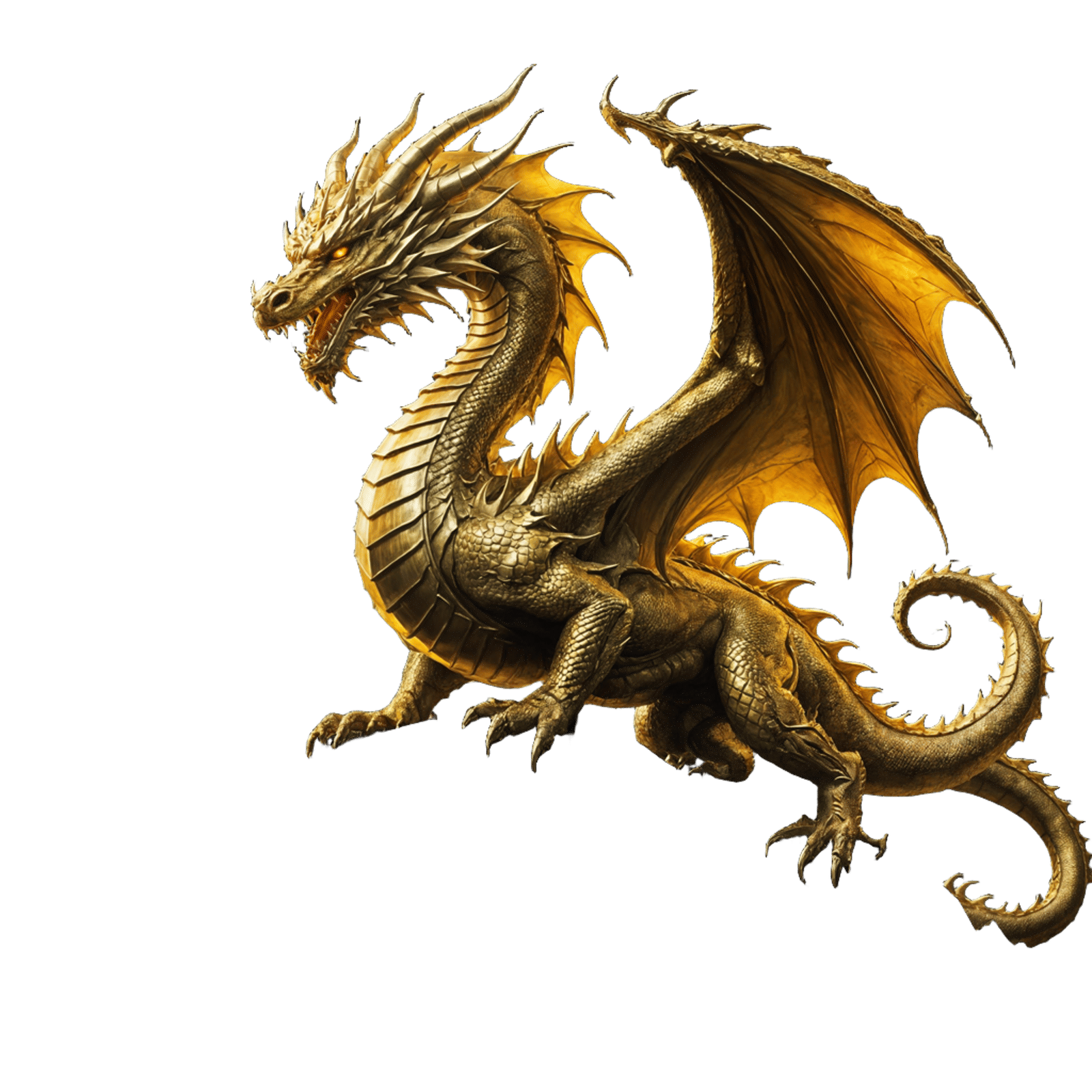 Golden Dragon on Mountain at Night in 8k