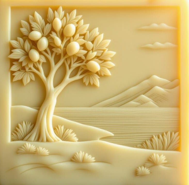 Antique Ivory Sculpture of Mediterranean Landscape