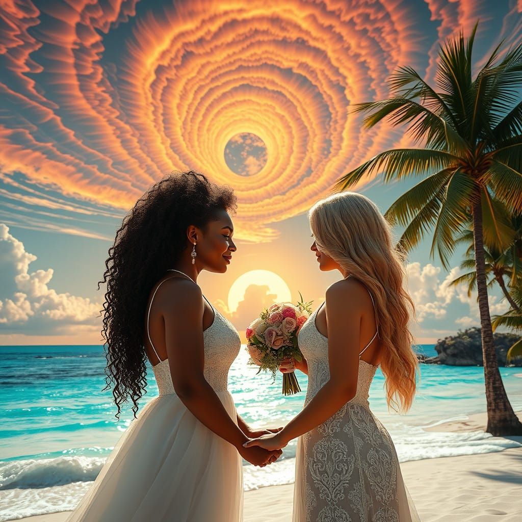 Beach Wedding of Two Women in a Tropical Paradise