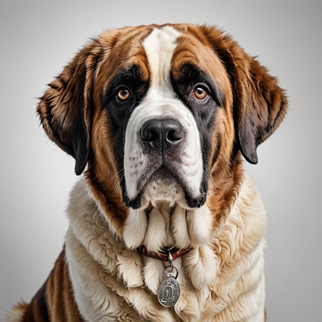 Saint Bernard Dog Portrait in High-Key Lighting