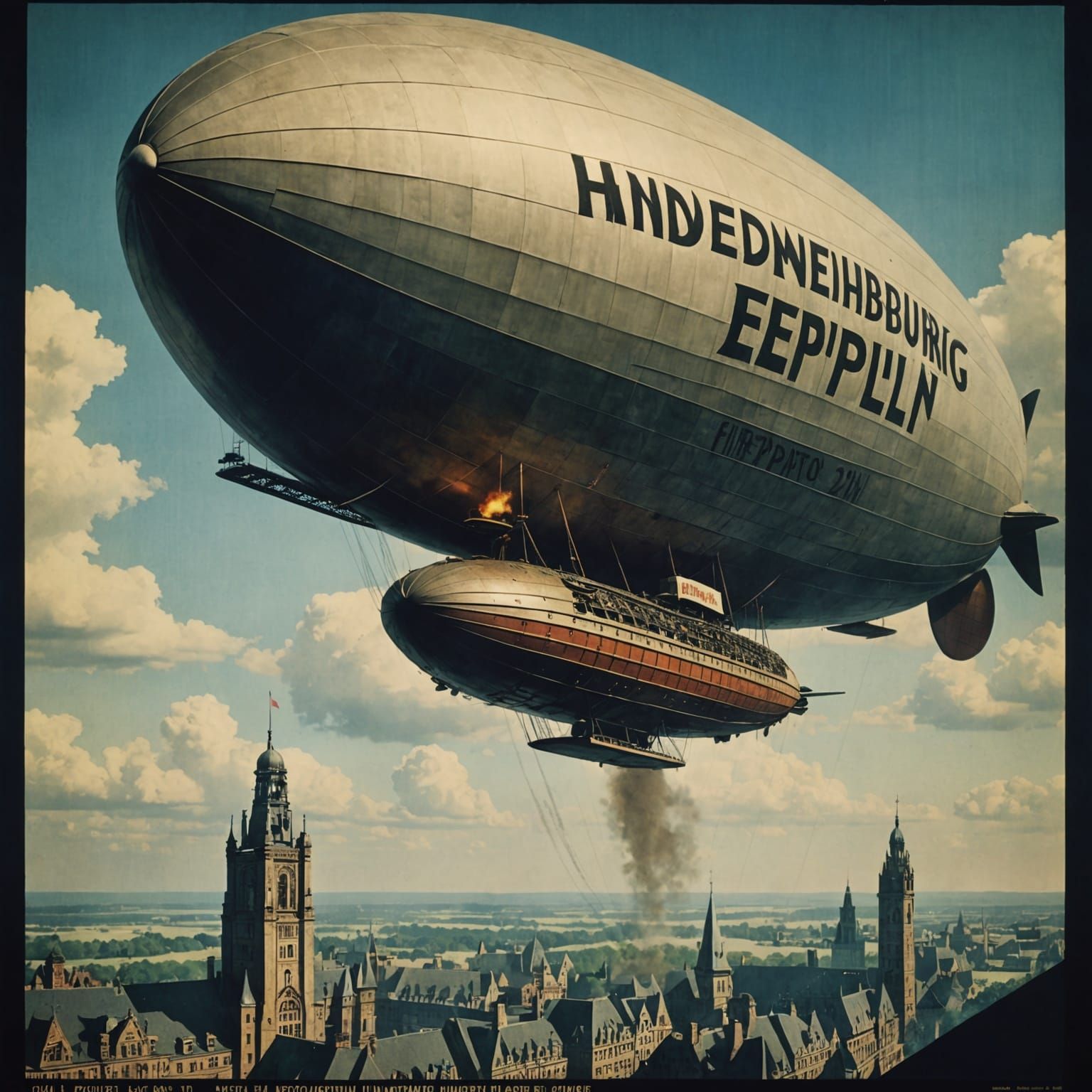 Vintage Hindenburg Zeppelin Travel Poster