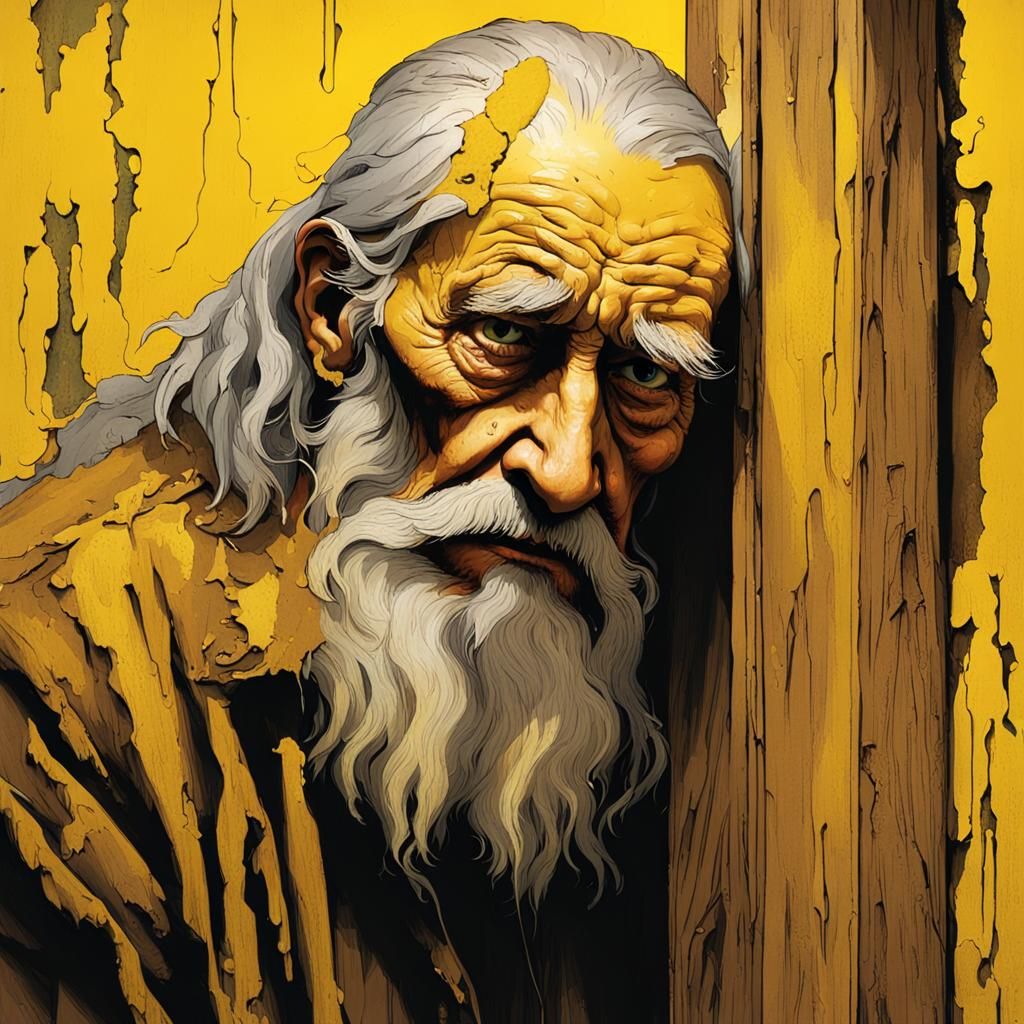 Old Man with Yellow Candle and Scar