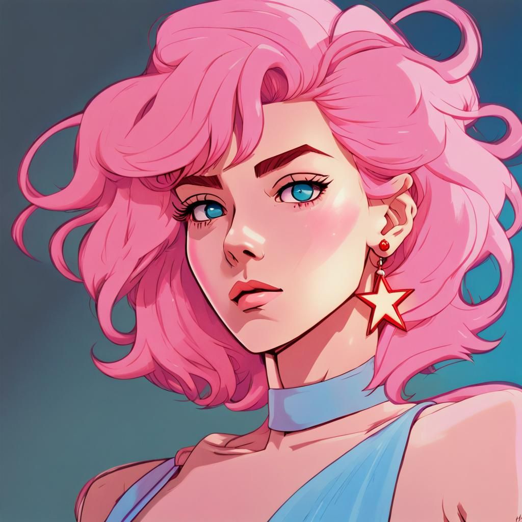 80s Anime Goddess Jem Shines Bright in Vibrant Cel-Shaded Gl...