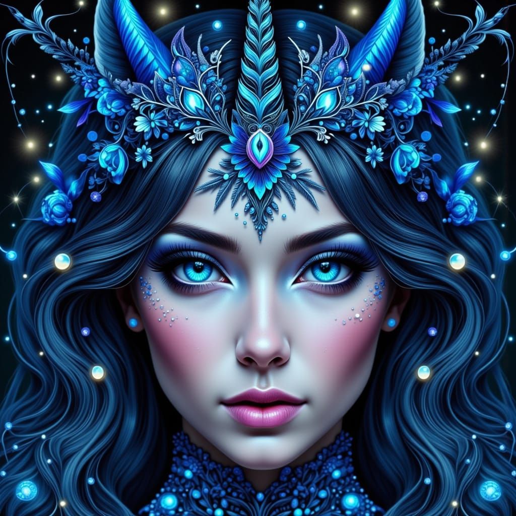 Ethereal Unicorn Portrait with Mandala Background