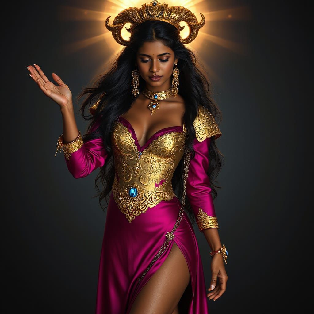 Haryana Woman in Cosmic Void with Golden Ring