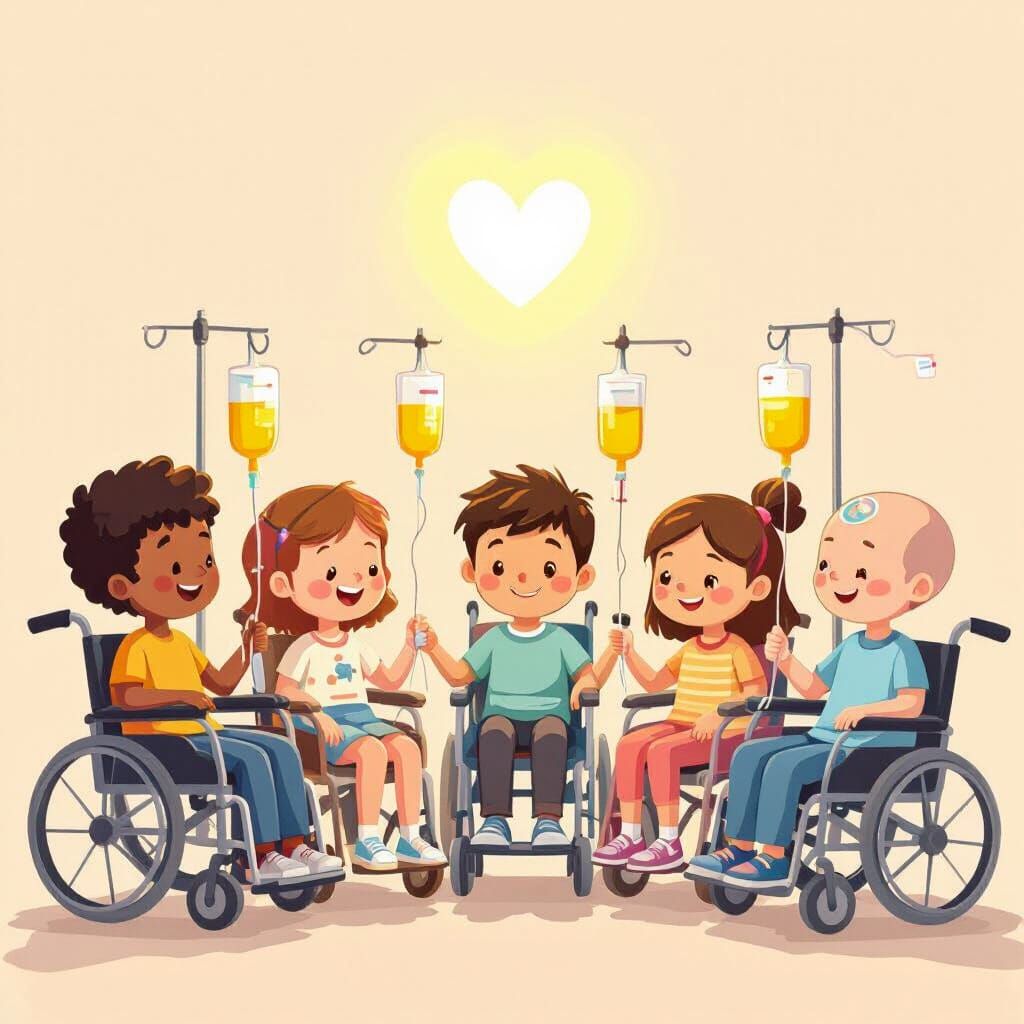 Hopeful Cartoon of Children Receiving Transfusions