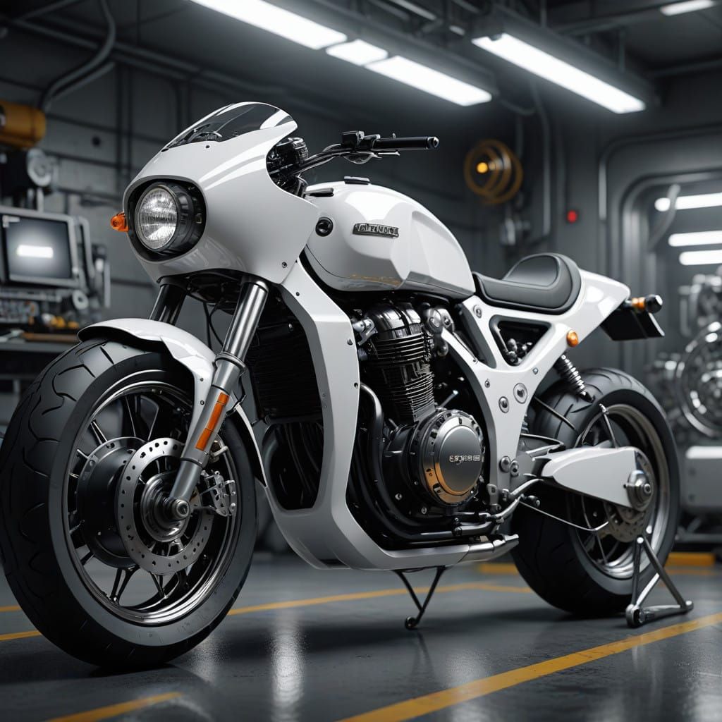 Futuristic Motorcycle Factory in Cyberpunk Detail
