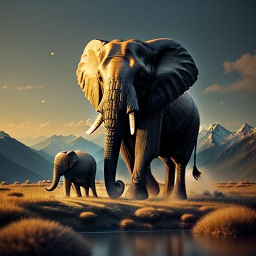 Cute Baby Elephant with Mother: Wildlife Photography