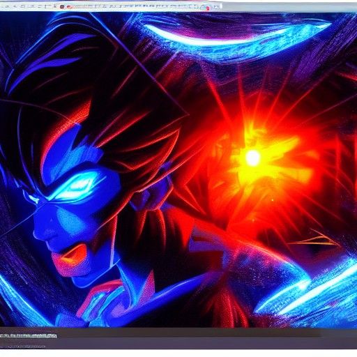 Glowing Neon Goku Detailed Matte Painting