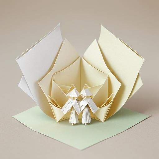 Embracing Couple in Origami Papercraft Style