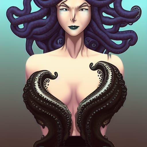 Eldritch Woman with Tentacle Hair Portrait