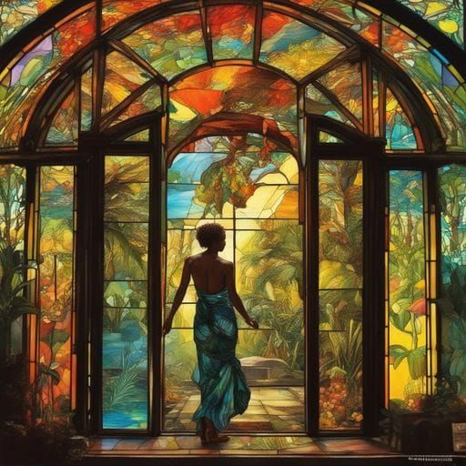 Vibrant Stained Glass Portrait