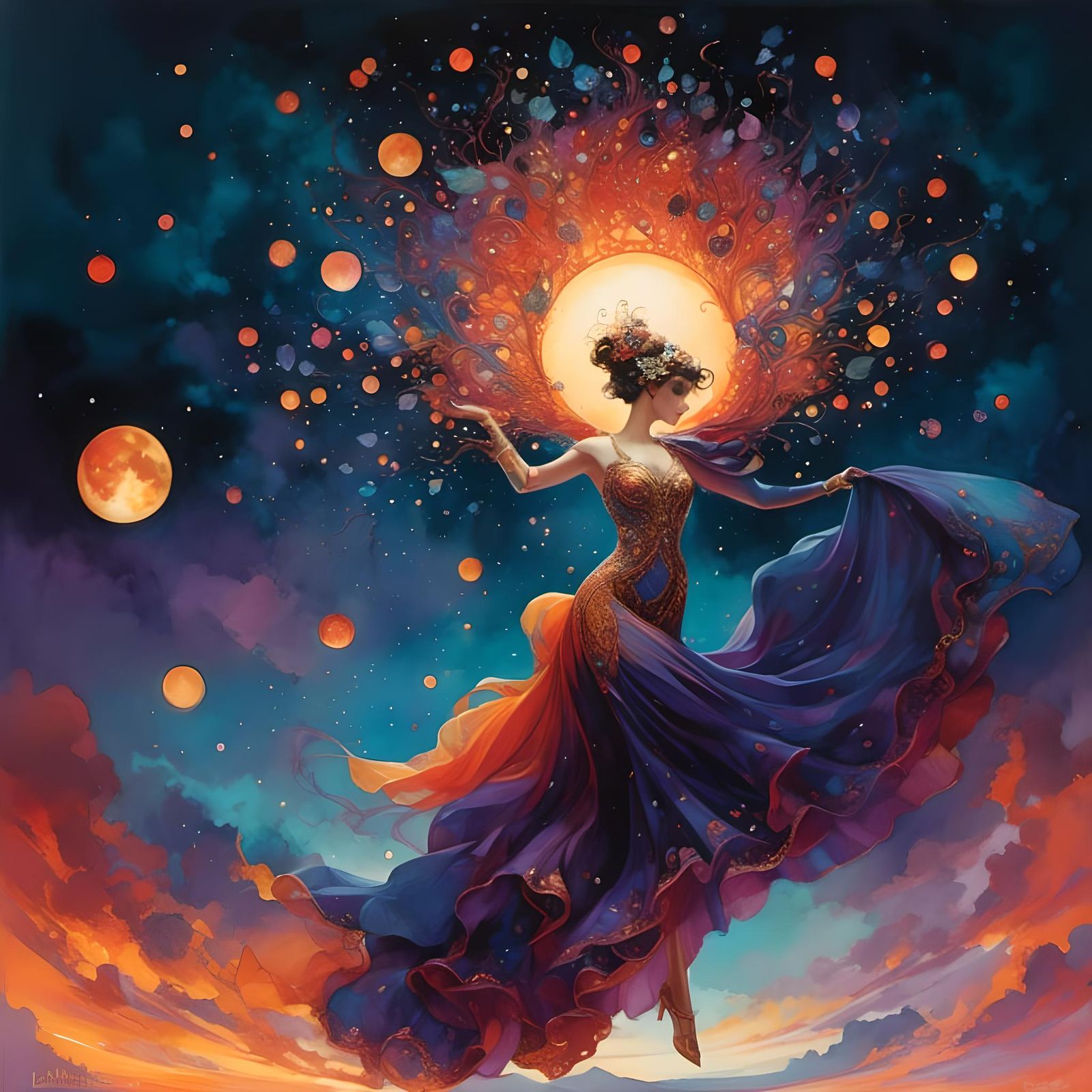 Mystical Woman with Superpowers in Deep Colors