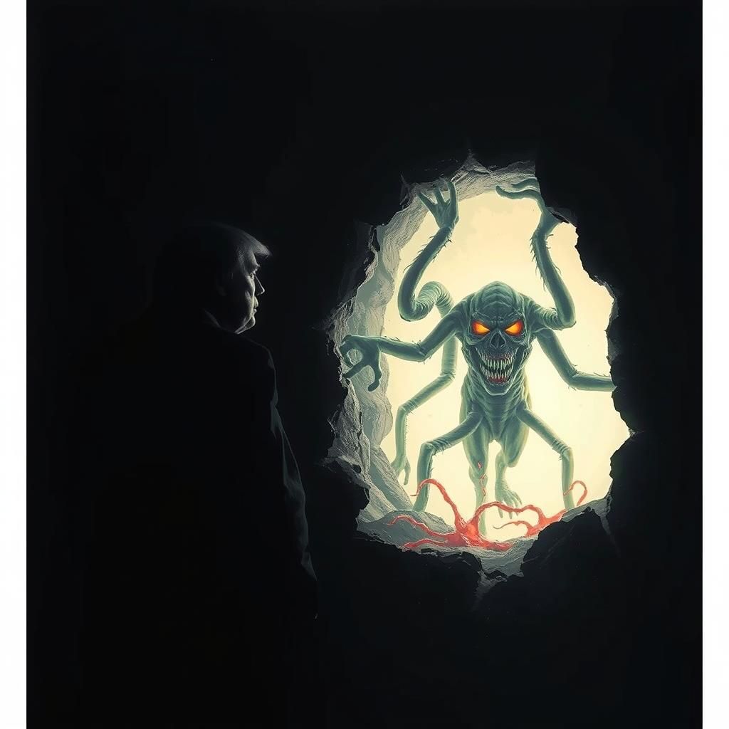 Ominous Silhouette with Grotesque Monsters in Biomechanical ...